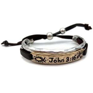 NWT Black And Gold John 3:16 Prayer Western Bracelet Cuff